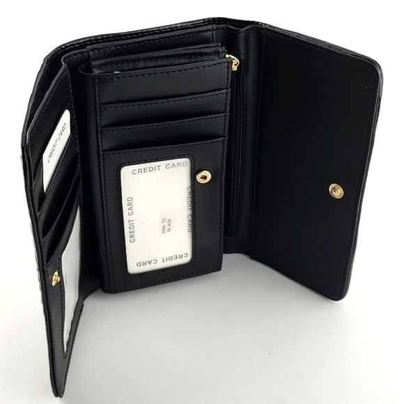 Move&Moda Black Patent Mock-Croc Trifold Wallet  Clutch - Picture 4 of 13